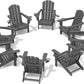 SERWALL Foldable Adirondack Chair Set of 8, Oversized HDPE Adirondack Chair with Wood-Texture-Gray