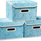 PRANDOM Collapsible Storage Boxes with Lids Fabric Decorative Storage Bins Cubes Organizer Containers Baskets with Cover Handles Divider for Bedroom Closet Living Room 9.8x7.9x6.7 Inch 3 Pack