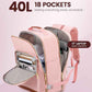 LOVEVOOK Travel Backpack for Women & Men 40L,Airline Approved Carry On Backpack Travel Essentials,TSA Carry on Luggage,Waterproof Personal Item Travel Bag,Suitcase with 3 Packing Cubes,Pink-Brown