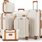 Luggage Set 6 Piece with Cup Holder,Hardshell TSA Lock Spinner Wheels Carry on Lightweight Suitcase，Hook and YKK Zippers for Valentine Gifts(Beige, 6 piece sets（14/20/24/28/DB/TB）)