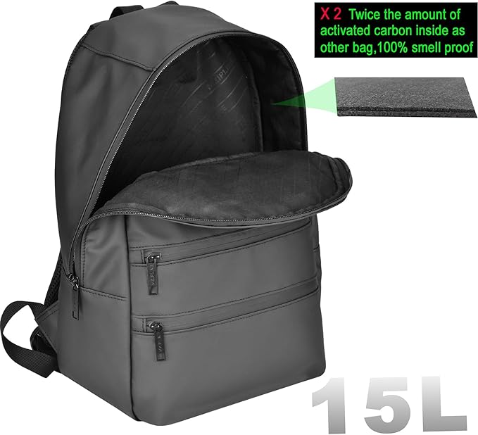 Backpack Bag With TSA Lock & Key-Smell Proof-Water Resistant Laptop Daypack Travel bags for Men & Women Travel (Black-2)