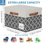 GhvyenntteS Extra Large Storage Bins with Lids, Foldable Fabric Storage Boxes with Lids and 3 Handles, Storage Baskets with Label for Home Office (3 Pack, White&Lattice Grey, 15.75x11.8x10.2)
