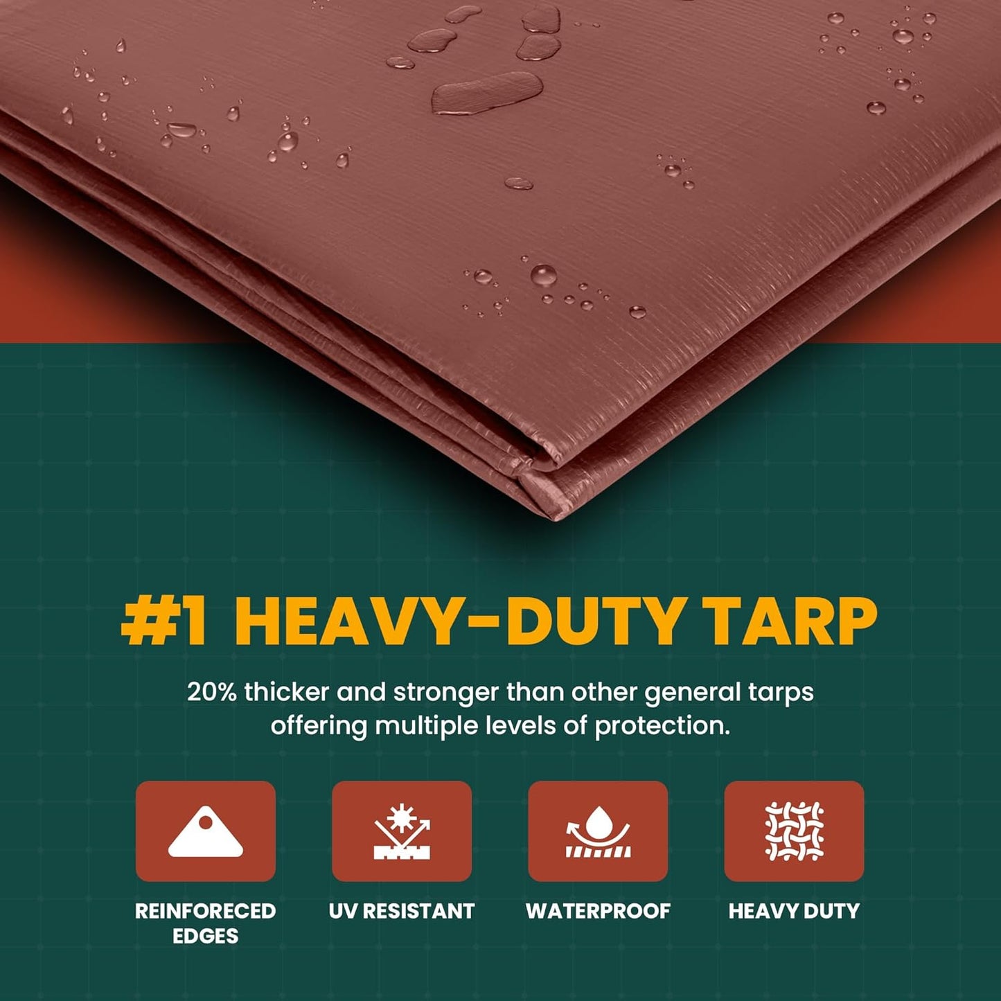 Tarp Cover 24X24 Silver/Black Heavy Duty Thick Material, Waterproof, Great for Tarpaulin Canopy Tent, Boat, RV Or Pool Cover! by Trademark Supplies
