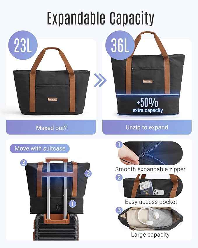 LIGHT FLIGHT Luggage Sets, Carry On Luggage 22x14x9 Airline Approved, Carry On Travel Bag Suitcases with Wheels, Expandable Hardside Lightweight Rolling with TSA Lock 2-Piece Set (DB/20),Black/Brown