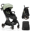 Gravity Folding Baby Stroller - Portable Travel Toddler Stroller w/Adjustable Backrest & Canopy, Lightweight and UV Protected, One-Hand Automatic Folding - Green