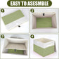 Large 22 Quart Linen Fabric Foldable Storage Bin Cube Organizer Basket with Flip-Top Lid & Handles, Clothes Blanket Box for Home, Office, Closet, Green & White, 4 Pack 14.6 x 9.5 x 9.5