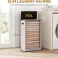 SOLEDI Slim Laundry Hamper with Lid, Narrow Laundry Basket with Removable Bags, Dirty Clothes Hamper with handle, Small Hamper perfect for Laundry room, Bathroom, Bedroom, Small spaces.Light taupe