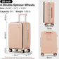 mixi Large Checked Luggage with Cup Phone Holder and Charger Hard Shell Suitcases with Spinner Wheels, 26 Inch Light Pink