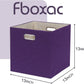 Collapsible Basket Fabric Foldable Box with Handles, 13x13 Cube Storage Bins Set of 4, Thick and Heavy Duty Storage Baskets for Shelves Bedroom Livingroom,Purple