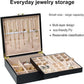 2-layer jewelry box，Jewelry Organizer with Handle，with hanging necklace hooks, detachable jewelry trays, suitable for storing a large amount of jewelry gift box (Large-Black)