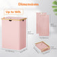 Lifewit 160L Double Laundry Hamper with Lid, Extra Large Bamboo Laundry Basket Dirty Clothes Hamper, 2 Section Laundry Bin Organizer for Laundry Room Bedroom with 2 Removable Liners & Bags, Pink
