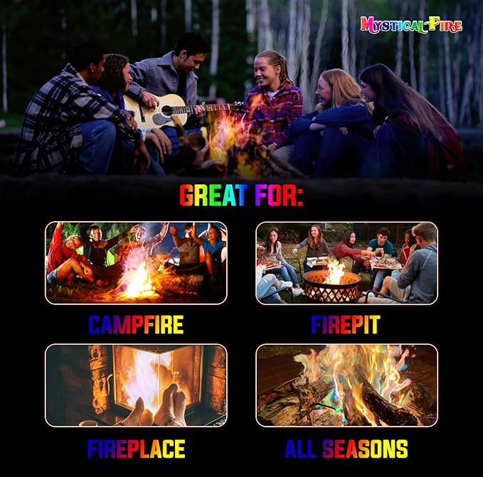 Mystical Fire Color Changing Packets Fire Pits Campfire Long-Lasting Enchanted Multi-Color Magical Family Fun for Indoor Fireplace or Outdoor Use 0.882 Ounces 24 Pack