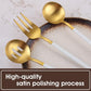 Matte White Gold Serving Silverware Set, 5-Piece Round Shared Utensils Set of Stainless Steel, Hostess Flatware Serving Set, Satin Finish, Dishwasher Safe