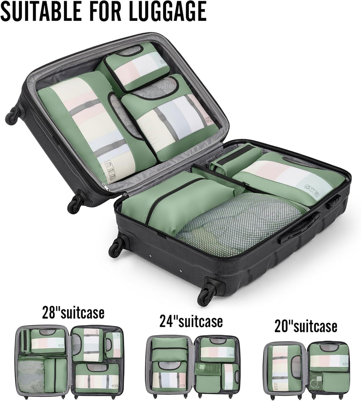 Veken 10 Set Packing Cubes for Travel Essential, Suitcase Organizer Bags in 4 Sizes, Carry-On Luggage Accessories with Large Laundry & Hanging Toiletry Bag, Must-Have for Airplane, Road Trip & Camping - Roamly