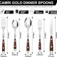 20-Piece Silverware Set for 4, High-end Everyday Flatware Set, Wood Grain Color Handles Cutlery Set, Retro Stainless Steel Forks and Spoons, Utensil Sets for Home Restaurant, Dishwasher Safe