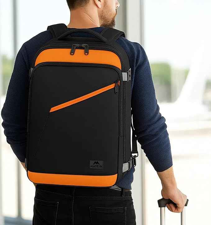 MATEIN Carry on Backpack for Airplanes, Expandable Travel Backpack Airline Approved with Hidden Shoulder Strap for Men Women, Lightweight Casual Daypack Bags for Travelling, Camping, Business