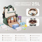 VONAL Diaper Bag Backpack, Lightweight Baby Diaper Bags, Travel Large Diaper Bag with Changing Station, Green Diaper Backpack for Boys Girls Newborn with Insulated Pockets, Stroller Straps