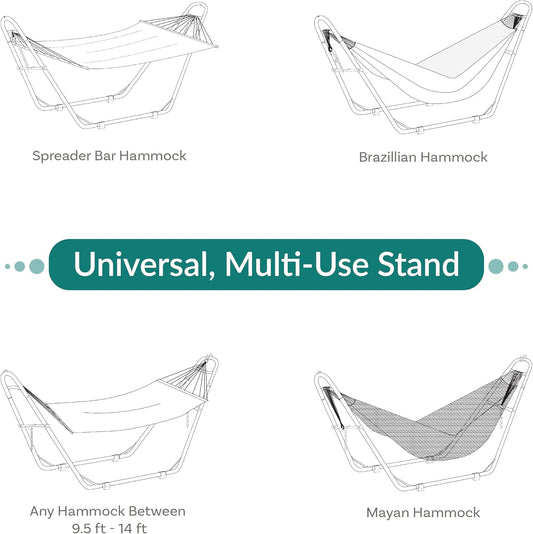 Sunnydaze Universal Double Hammock Stand Only - 550-Pound Capacity - Heavy-Duty Hammock Stand for Outside - Fits 9 to 14 Foot Hammocks - Green