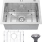 Drop In Kitchen Sink 20x16", 9" Basin Depth, 18 Gauge Stainless Steel Sink, 3D Embossed Surface Finish Top Mount with Accessories