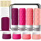 16Pack Travel Bottles for Toiletries, TSA Approved Travel Size Toiletries Containers Set, Silicone Leak Proof Refillable Bottles Elastic Sleeves Creams Jars Accessories Kit W/Clear Bag (Purplish Red)
