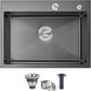 POPFLY 24 Inch Drop In Kitchen Sink, 24×18 Inch Top mount 304 Stainless Steel Bar or Prep Small Single Bowl Sink 18 Gauge Handmade Outdoor Black Rv Sink