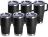 HASLE OUTFITTERS 20oz Tumbler Bulk with Lid, Stainless Steel Tumbler Bulk with Handle, Metal Insulated Travel Coffee Mug Set with Handle, Double Wall Vacuum Leak Proof Tumbler Cup, Black 6 Pack