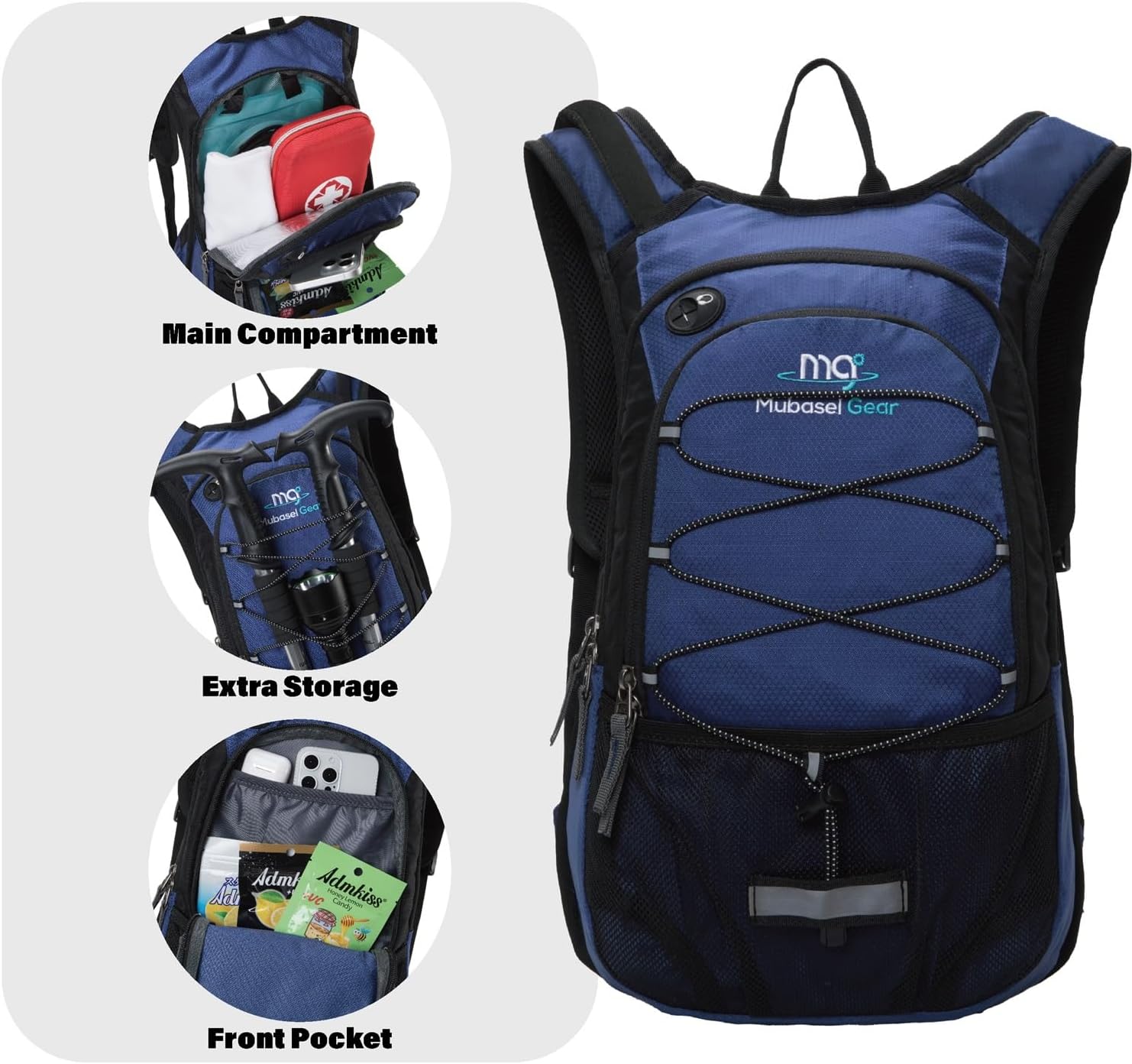 15L Insulated Hydration Backpack Pack with 2L Water Bladder Lightweight Hiking Backpack Bag for Women Men Daypack for Hiking Running Festival Camping Biking - Roamly