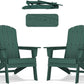 Folding Adirondack Chair - Extended Ergonomic Backrest, Cup Holder - Easy Assembly - Durable HDPE Plastic, Weather Resistant & Maintenance-Free - Lawn, Patio, Deck Supports 380lbs Green