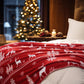 PHF Printed Fleece Throw Blanket, No Shed No Pilling Ultra Soft Plush Cozy Xmas Prints Theme Home Décor Flannel Blanket for Bed, Sofa, Couch and Gift, 50" x 60", Reindeer and Trees, Red