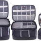 BUBM 3pcs Double Layer Electronic Organizer, Travel Gadgets Bag for Cables, External Flash Drive, Mouse, Memory Card, Power Bank and More, Compact and Multi-purpose, Black