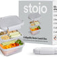 STOJO Collapsible Bento Box, Reusable, Leak-Proof, Microwave & Dishwasher Safe, Premium Lunch Container with Divider – Space-Saving, Transparent Design (Cashmere, 6-Cup/1.5L)