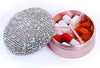 Small Pill Case 3 Compartments, Metal Round Portable Pill Box, Waterproof Travel Pill Organizer, Pocket Purse Medicine Vitamin Holder EDC Container (Rose Gold with Rhinestone)