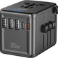 Universal Travel Adapter 35W PD Fast Charging Offers 3 USB-A Ports, 2 USB-C Ports and Multi AC Outlet, International Plug Adapter Worldwide Travel Charger All in One for EU US UK AUS