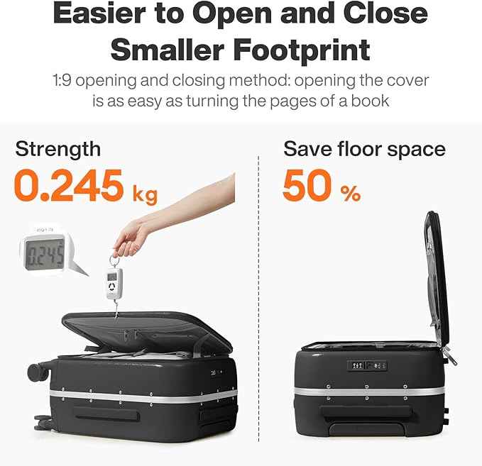 mixi 24 Inch Carry On Luggage 22x14x9 Airline Approved PC Hard Shell Suitcase Top Opening Aluminum Frame Travel Suitcases with Wheels, Blcak