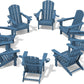 SERWALL Folding Adirondack Chair, HDPE Adirondack Chairs Set of 8, Plastic Outdoor Chairs- Looks Exactly Like Real Wood- Navy