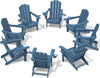 SERWALL Folding Adirondack Chair, HDPE Adirondack Chairs Set of 8, Plastic Outdoor Chairs- Looks Exactly Like Real Wood- Navy