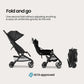 Mompush Velo Lightweight Travel Stroller – One-Hand Fold, Ultra-Compact & Airplane Friendly, Lie-Flat Recline Seat (from Birth to 50 lbs), Includes Cup Holder, Shoulder Strap, and Leather Bumper Bar