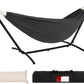 Lazy Daze Hammocks Double Hammock with 9ft Space-Saving Steel Stand Includes Portable Carrying Case, 450 Pounds Capacity (Dark Grey)