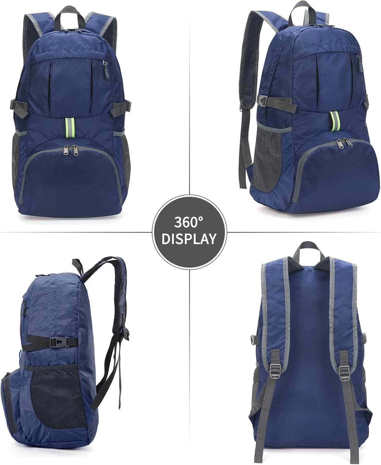 Yaopeing Lightweight Backpack,25L Foldable Hiking Packable,Water Resistant Travel Outdoor Shoulder Bag for Woman Men,Blue - Roamly