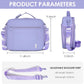 NOL Kids Lunch Bag -Kids 3+ Reusable Insulated Lunch Box with Zipper Closure Buckle Handle Adjustable Long Shoulder Strap, Easy-Clean Waterproof Fabric, Children Lunch Tote Bag for School-Light purple