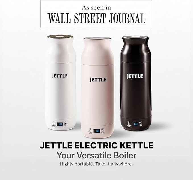 Jettle Electric Kettle - Travel Portable Heater for Coffee Tea Milk Soup - Stainless Steel Travel Water Boiler tea pot with Temperature Control - LED - Automatic Power Off - 450ml - Kitchen Appliance