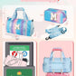 Kindergarten Gift Ideas-Girl Gym Bag with Shoe Compartment, Kid Personalized Weekender Overnight Bags, Initial Travel Tote with Makeup Pouch, Niece Girls Birthday Gift (Letter L)