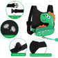 3 in 1 Toddler Harness Leash + Baby Anti Lost Wrist Link, Accmor Cute Dinosaur Child Safety Harness Tether, Kids Walking Wristband Assistant Strap Belt for Parent Boys Outdoor Activity (Black)