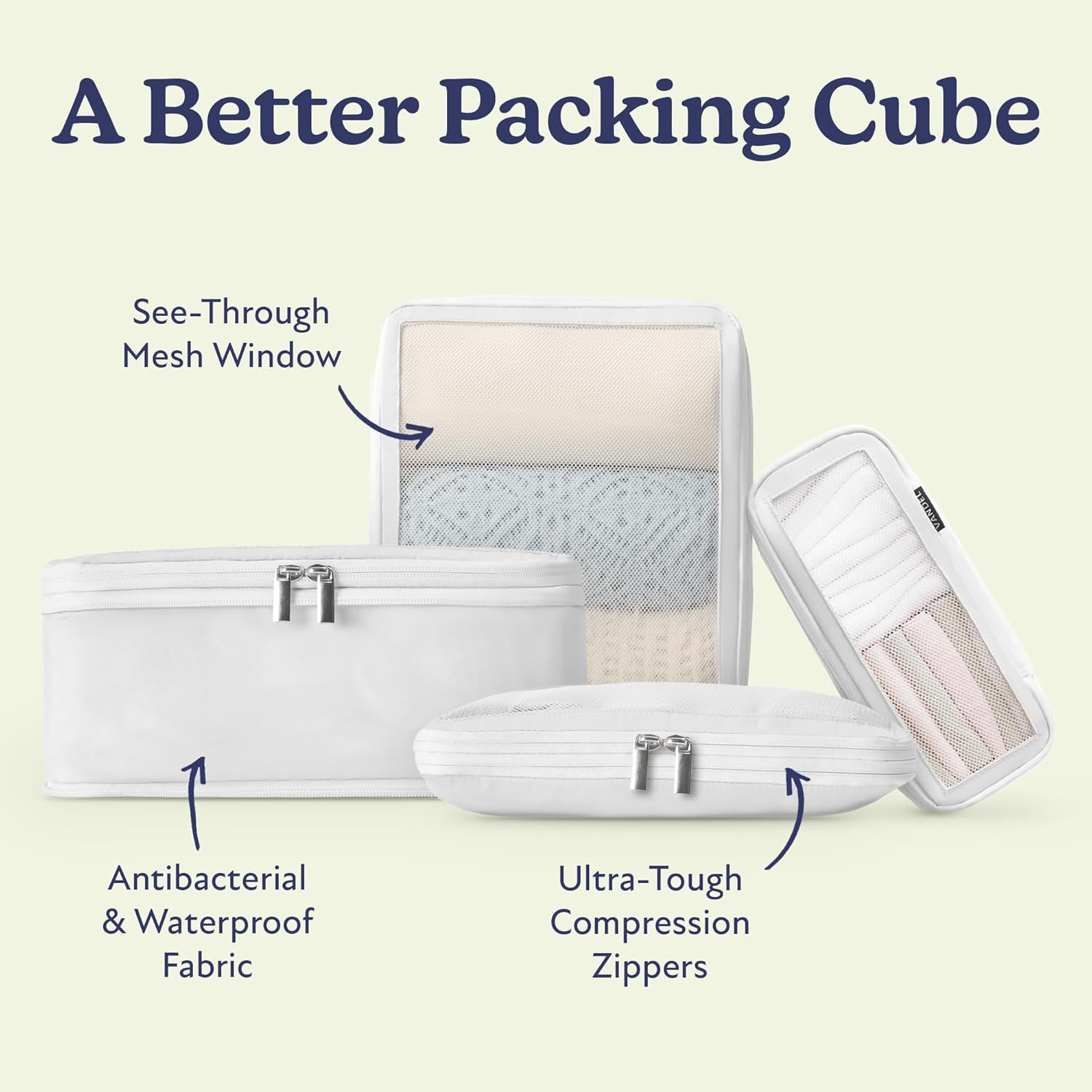 Vandel Space-Saving Compression Packing Cubes for Women, Men, Compressible Carry On Suit Case Organizer Luggage Packing Cubes for Travel Organizer Bags for Luggage and Backpacks, Suitcase Cube - Roamly