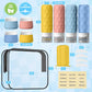 16Pack Travel Bottles for Toiletries, TSA Approved Travel Size Toiletries Containers Set, Silicone Leak Proof Refillable Bottles Elastic Sleeves Creams Jars Accessories Kit W/Clear Bag (Bright)