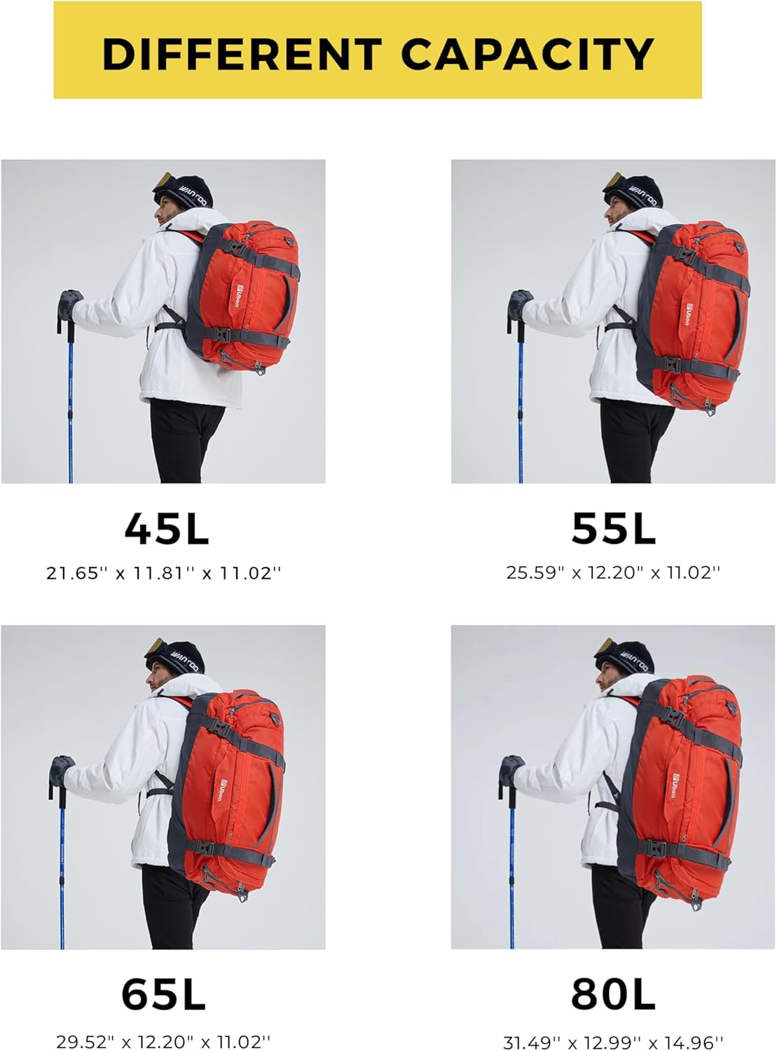 Ubon Large Duffel Bag Weekender Bags with Shoe Compartments 4-Way Sports Gym Backpack with Padded Straps Camping Traveling Duffle Bag - Roamly