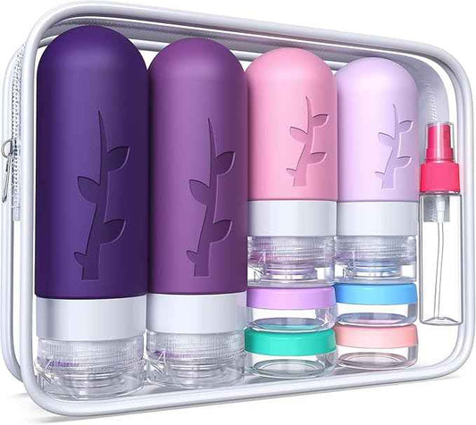 TSA Approved Travel Containers for Toiletries - Leak Proof Silicone Bottles, Refillable Liquid Travel Essentials for Shampoo, Conditioner, Lotion