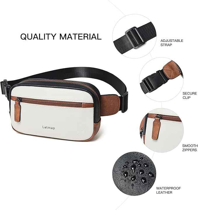 2L Fanny Packs Everywhere Belt Bag Small Fashion Crossbody Waist Pack Faux Leather Waterproof Sling Chest Bag For Women Black White