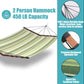 TegerDeger 12FT 2 Person Hammock Large Hammock Quick Dry 450LB Capacity with V Shaped Hardwood Spreader Bar & Nylon Rope for Outside, Patio, Garden, Backyard, Beach, Poolside - Tender Green Stripes