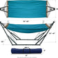Tranquillo Hammock with Stand Heavy-Duty, Hammock Quick Fold Unfold, Steel Frame Hammock Canvas, Portable Hammock Stand Spreader Bar, 600 lbs Capacity Portable Relaxation Gear, Blue